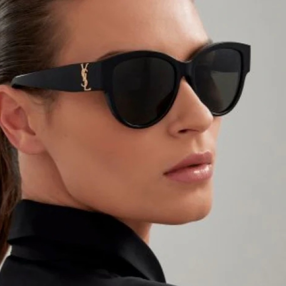 Saint Laurent Black Sunglasses with Gold Accents